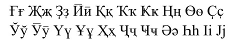 Дополнительные буквы кодировки Cyrillic Asian